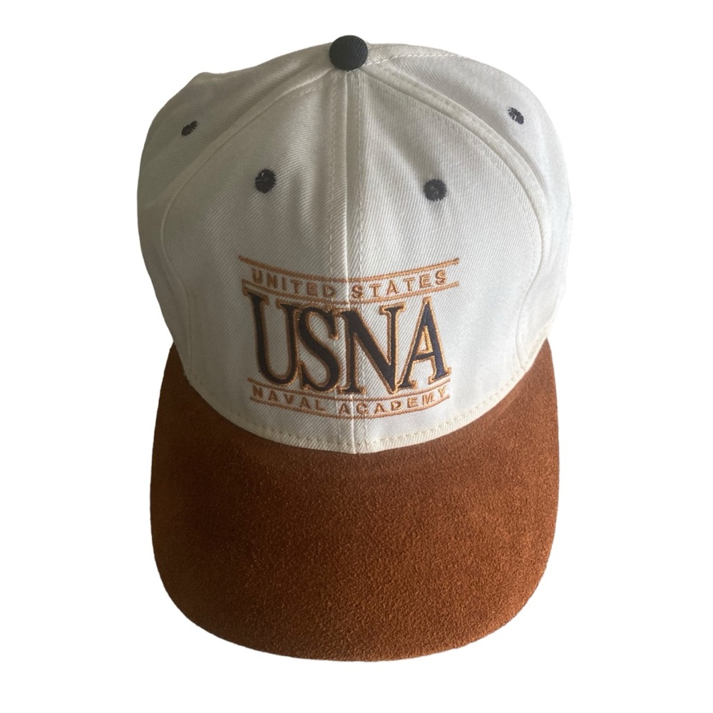 Vintage Classic Sportswear USNA White Naval Academy Cap Hat Suede Bill Strapback